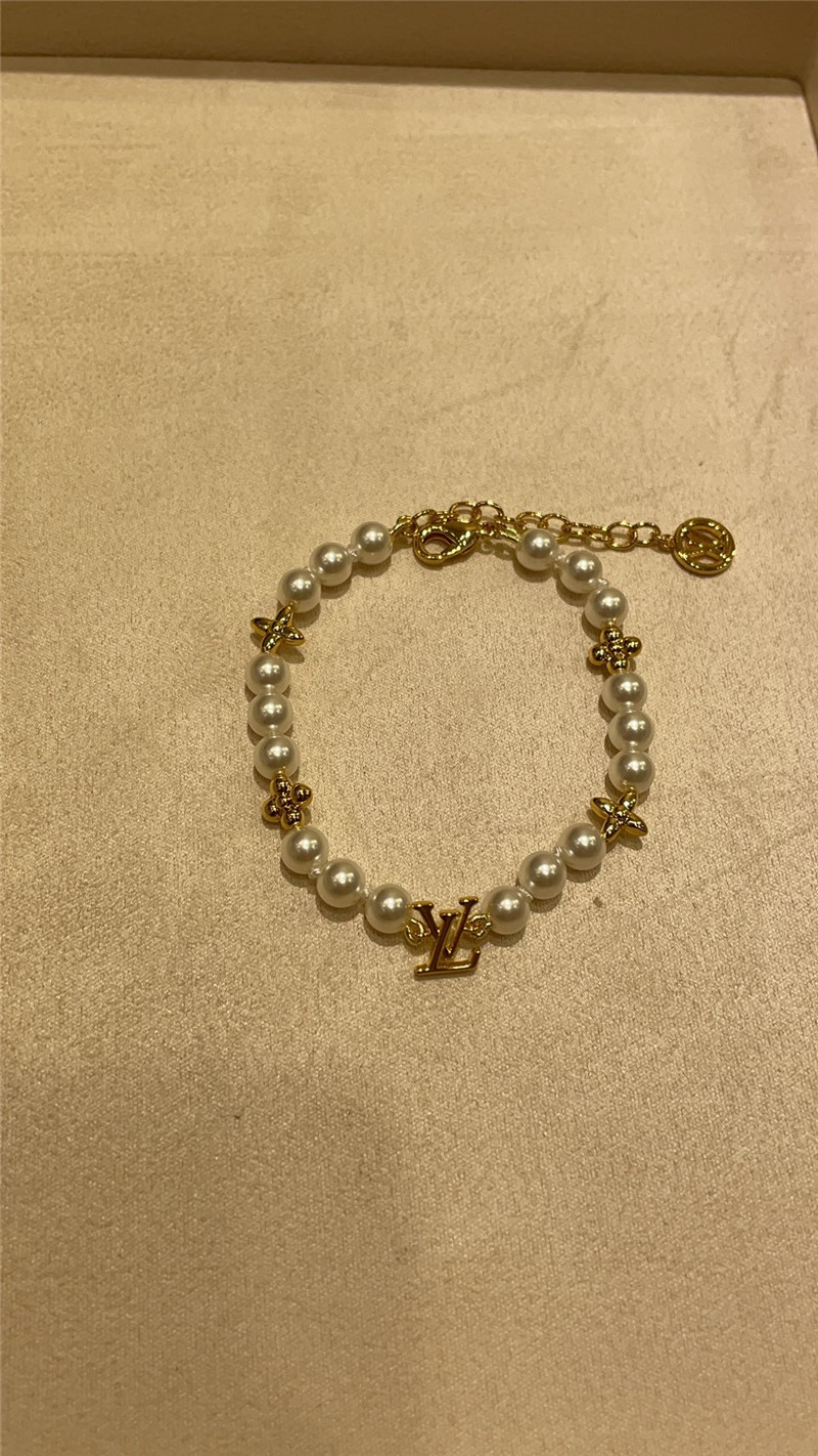 l0vis Vvtt0n lv green gold flower pearl bracelet