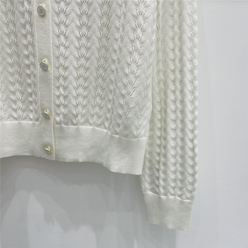 Ch**el hollow round neck wool cardigan replica clothes