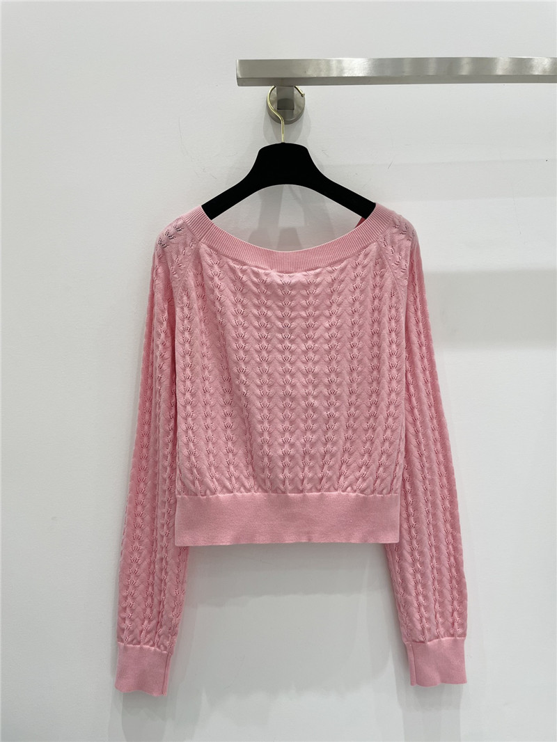 Ch**el hollow round neck wool cardigan replica clothes