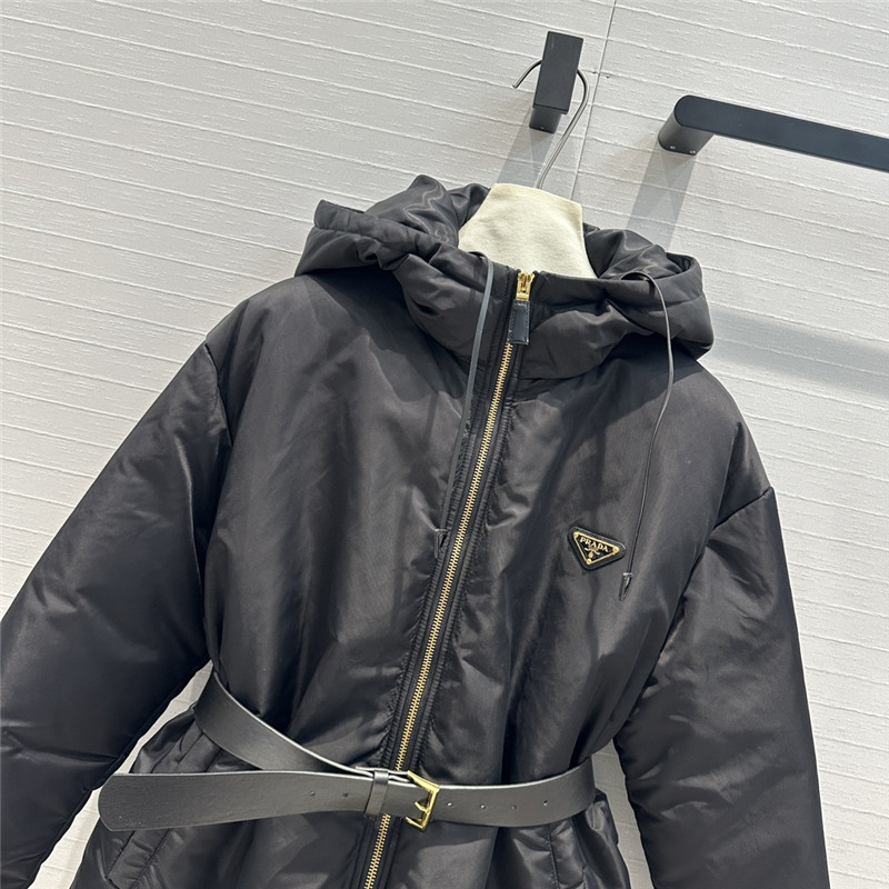 Pra*a recycled nylon series hooded down jacket replica clothes