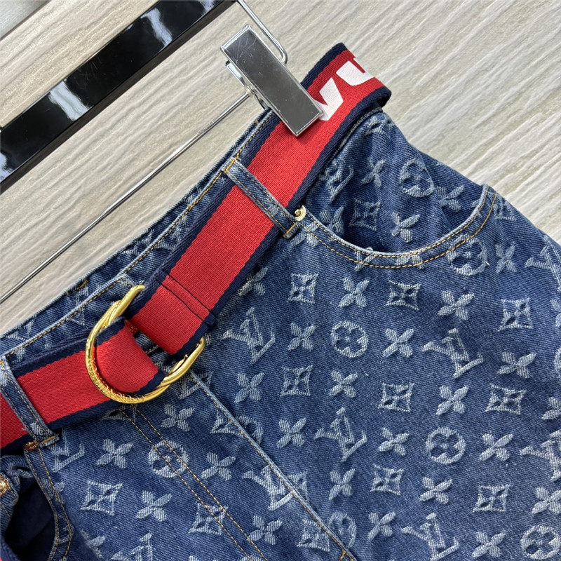 l0vis Vvtt0n lv jacquard denim wide-leg pants replica clothes