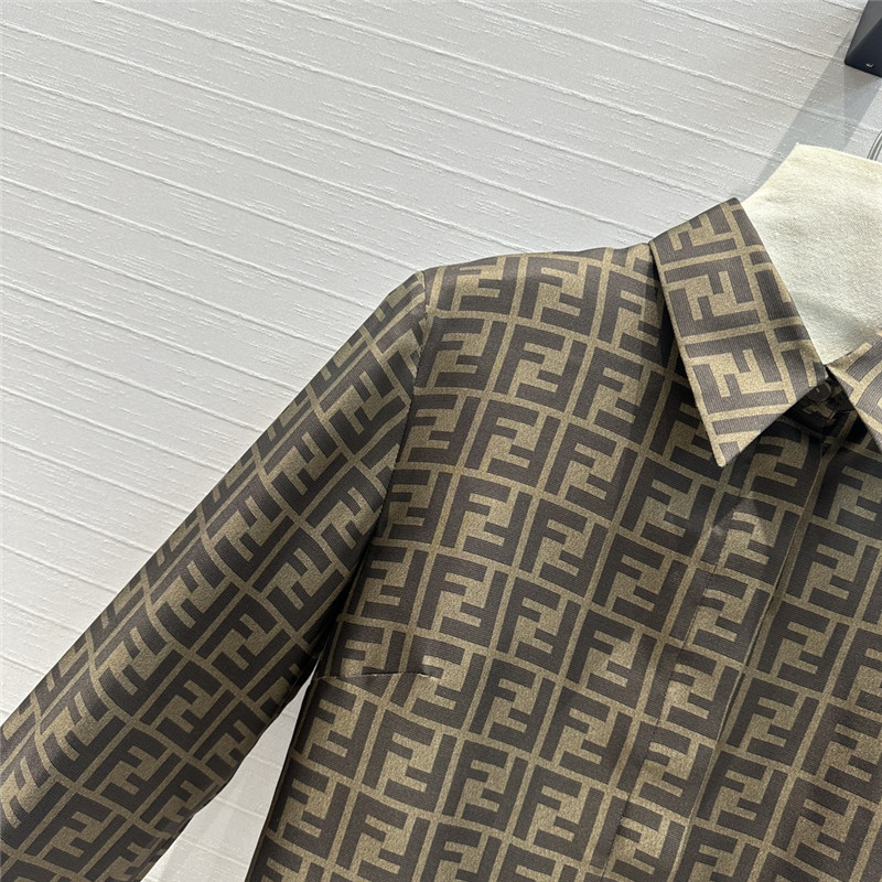 F**di ff lettering printed silk shirt replica clothing