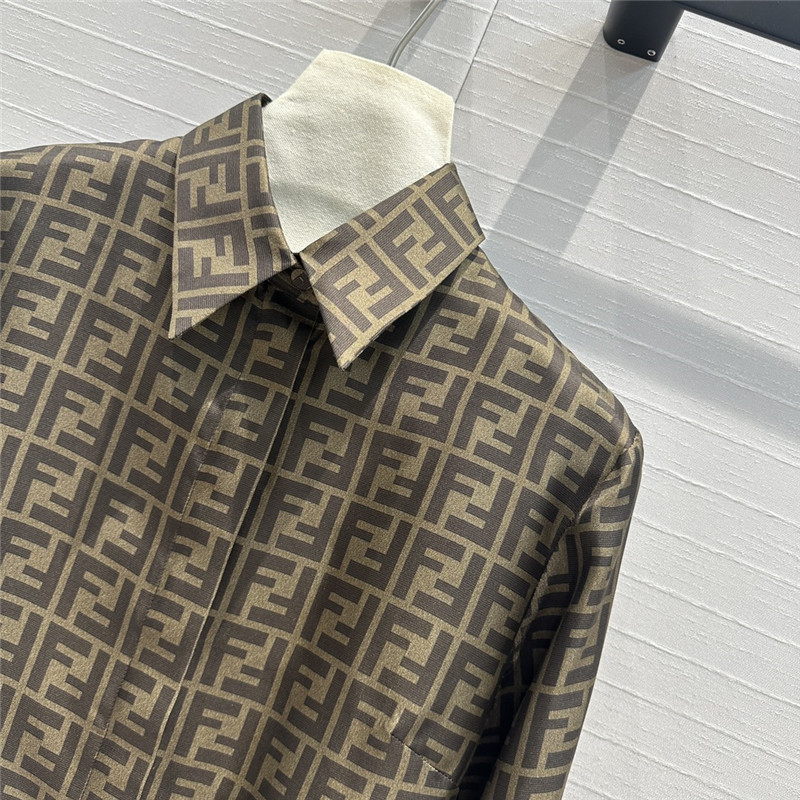 F**di ff lettering printed silk shirt replica clothing