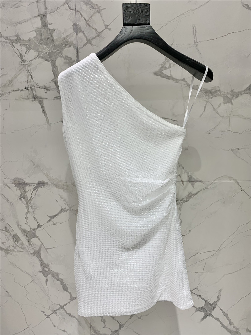 Y51 one-shoulder sequined mesh skirt replica d&g clothing