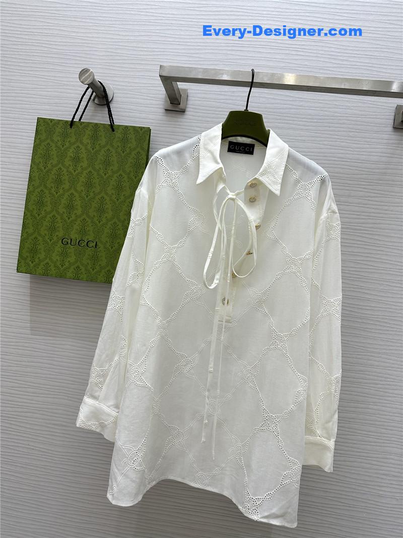 Gvc*1 hollow logo embroidered shirt cheap replica designer clothes