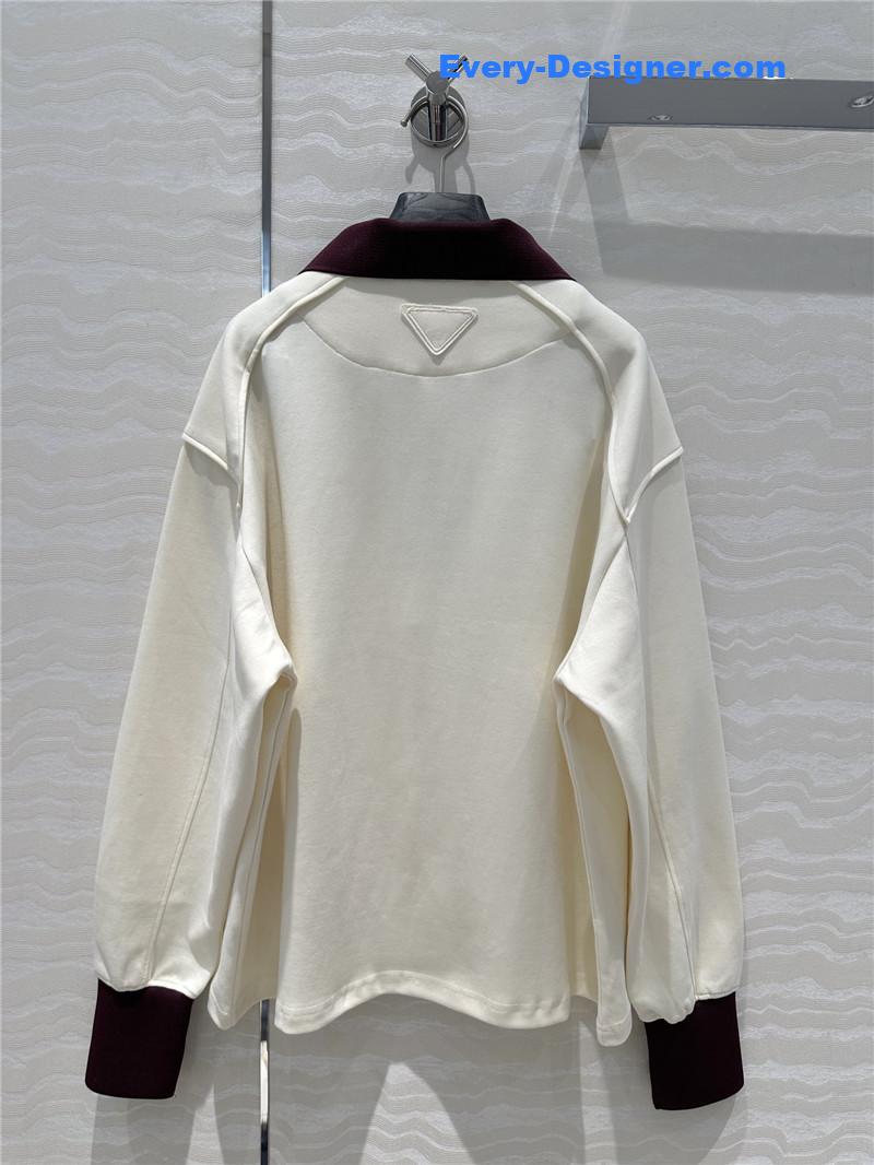 Pra*a sports lapel sweatshirt replica d&g clothing
