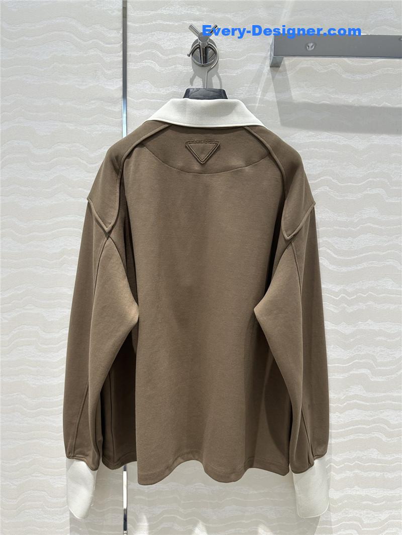 Pra*a sports lapel sweatshirt replica d&g clothing