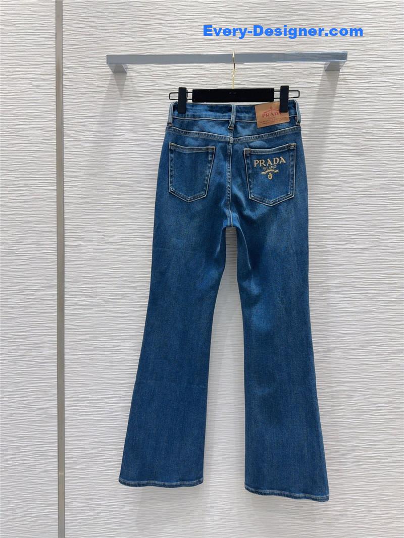 Pra*a blue high-rise wide leg jeans