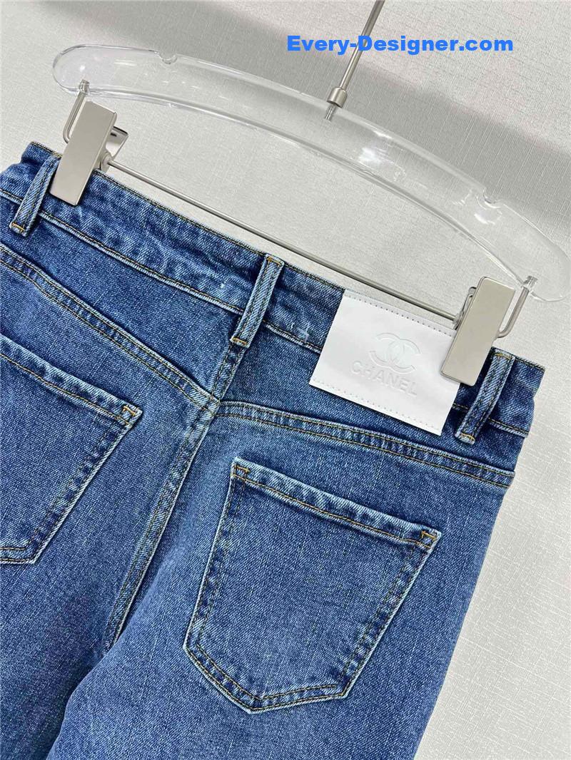 Ch**el bow embroidered flared trousers replicas clothes