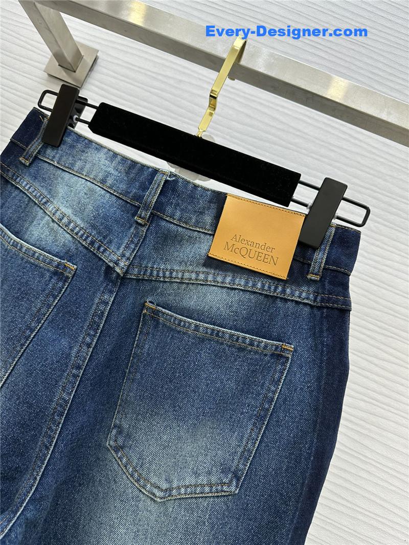 a1exa*der Mcqv*en cuff straight jeans replica clothes