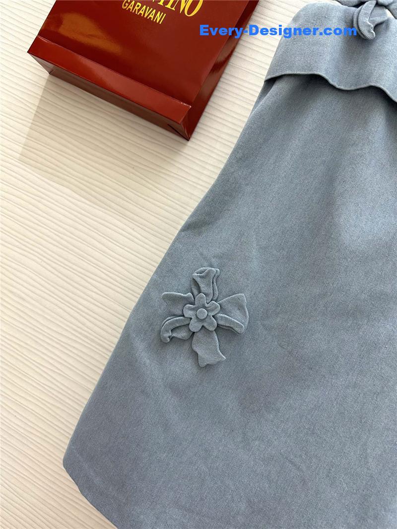 Va1e*ntin0 3d flower denim suspender skirt replica d&g clothing