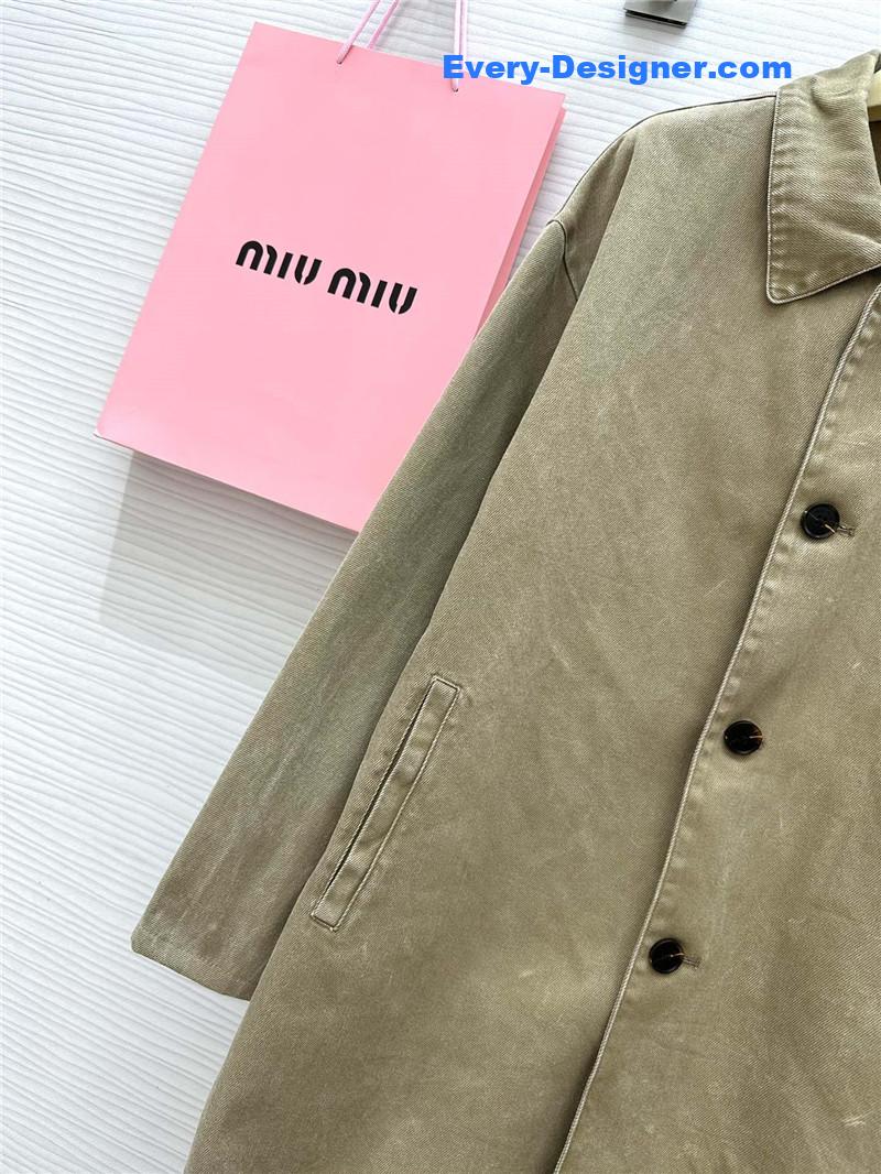 M1um1u distressed denim trench coat replica d&g clothing