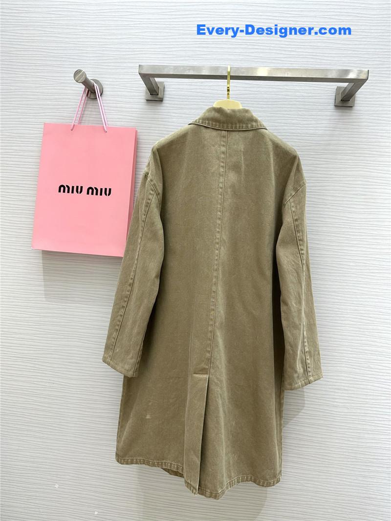 M1um1u distressed denim trench coat replica d&g clothing