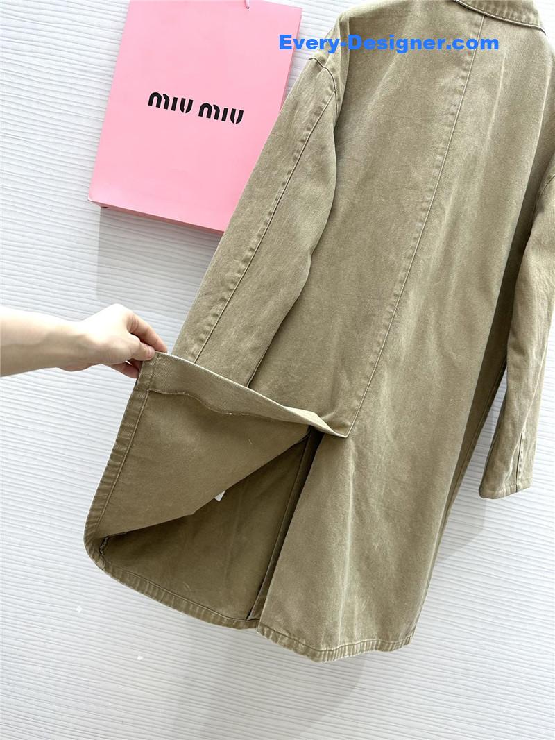 M1um1u distressed denim trench coat replica d&g clothing