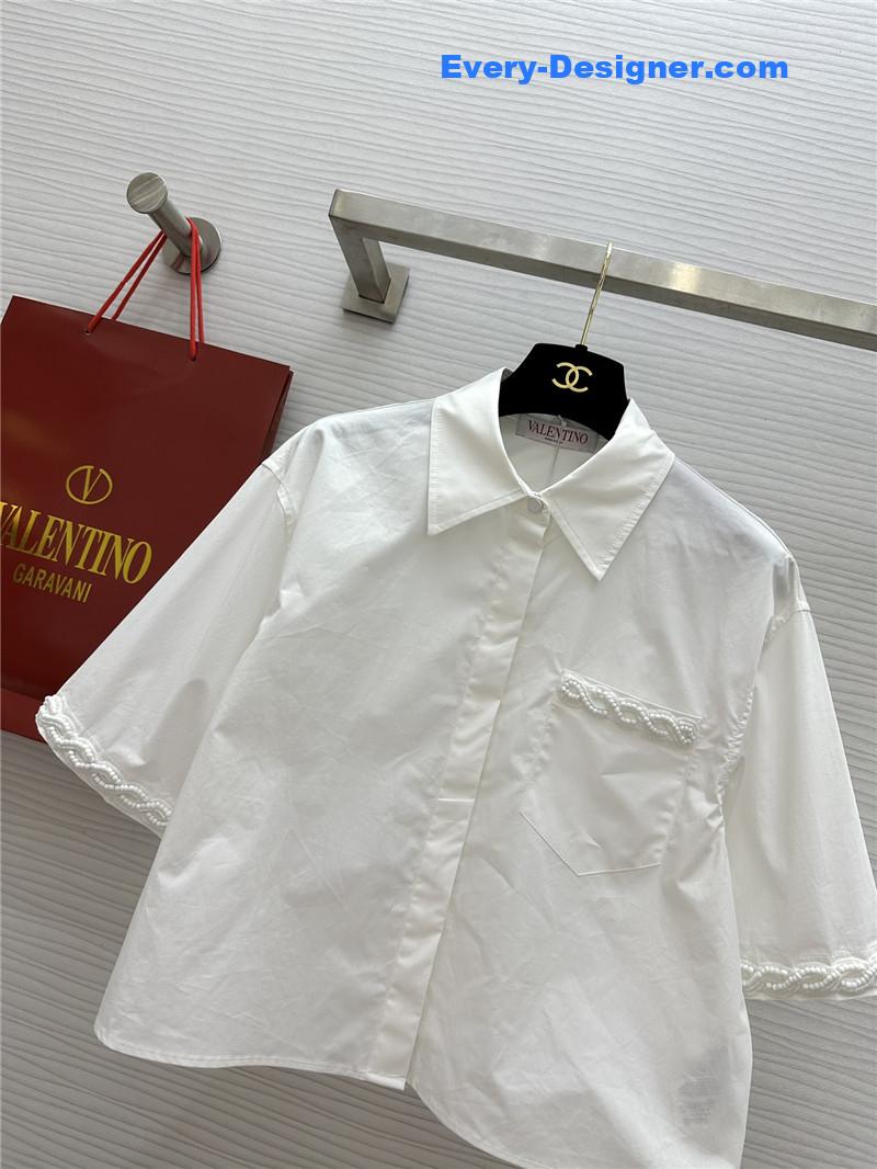 Va1e*ntin0 beaded short-sleeved shirt replica clothing sites