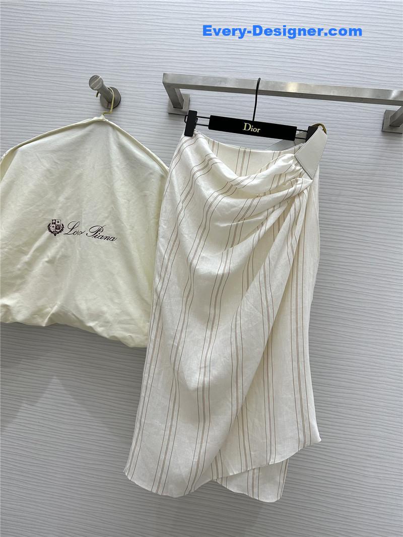 L0r0 P1ana striped linen pleated skirt replica d&g clothing
