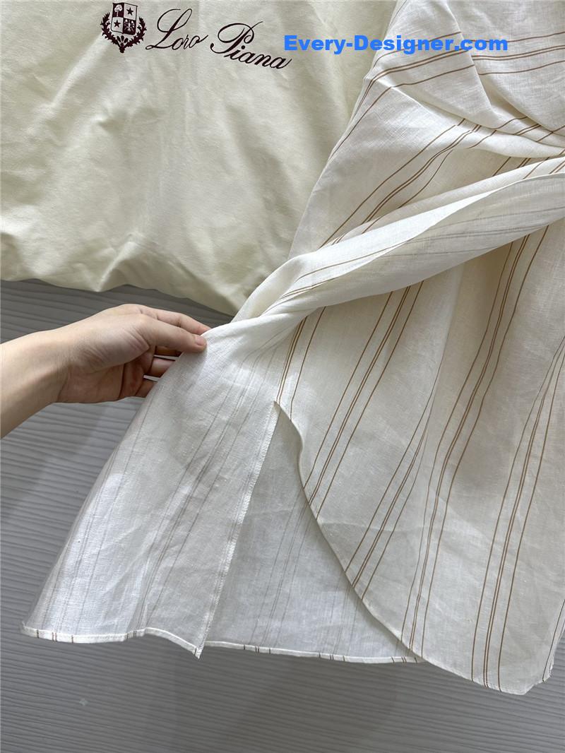 L0r0 P1ana striped linen pleated skirt replica d&g clothing