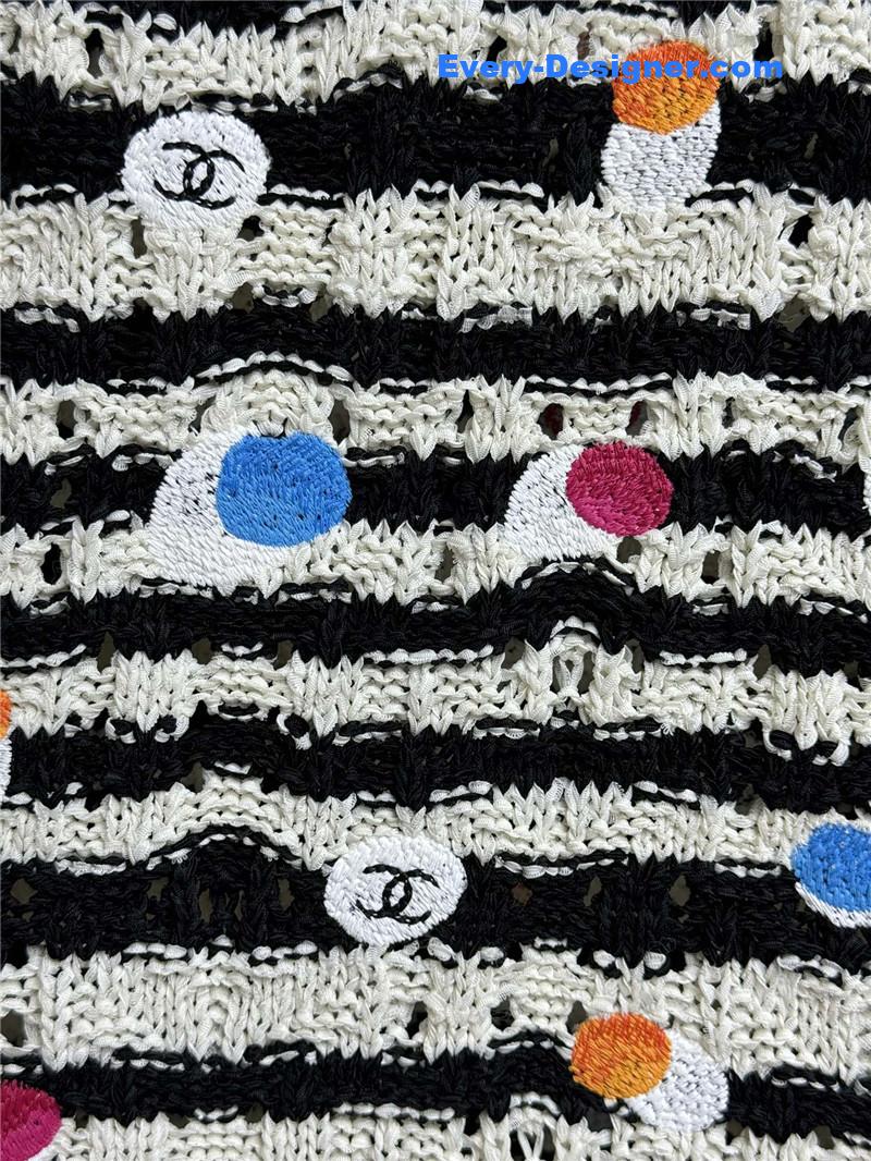Ch**el black and white striped knit tank top