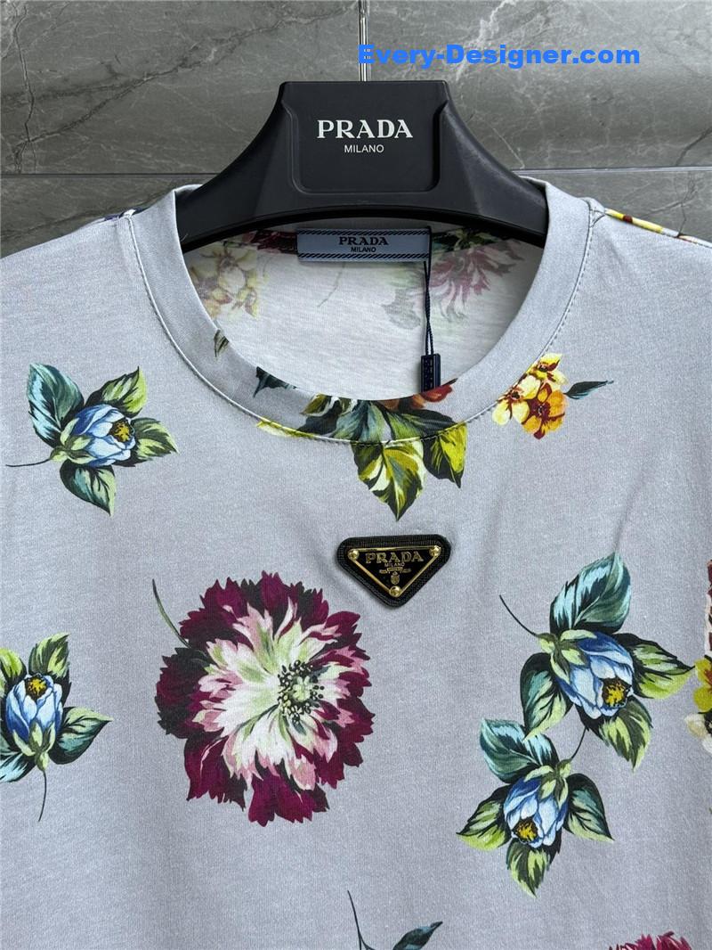 Pra*a floral print t-shirt replica d&g clothing