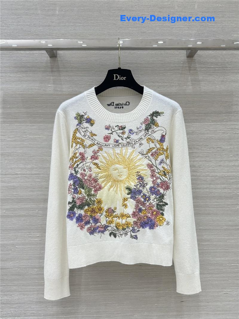 D10r letter logo embroidered linen knit top replicas clothes