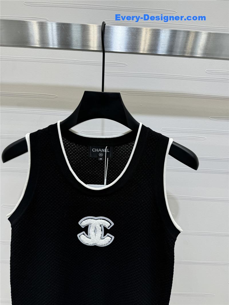 Ch**el 3d logo knitted vest replicas clothes
