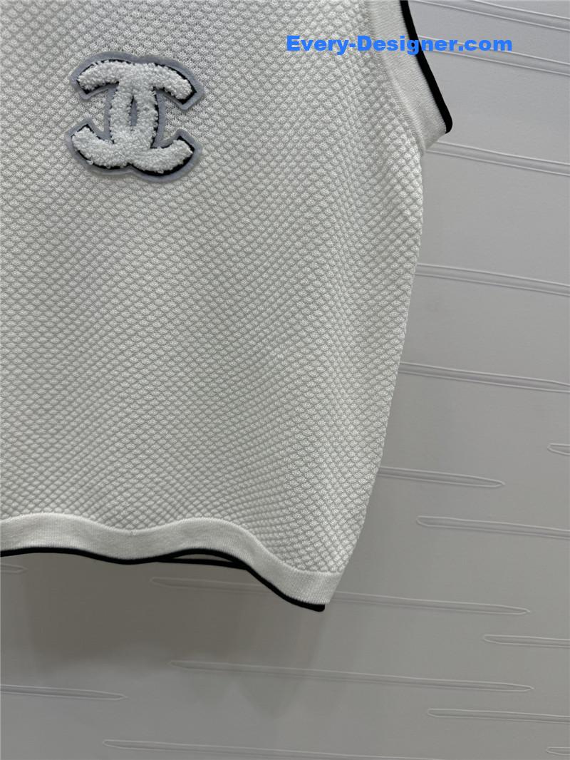 Ch**el 3d logo knitted vest replicas clothes