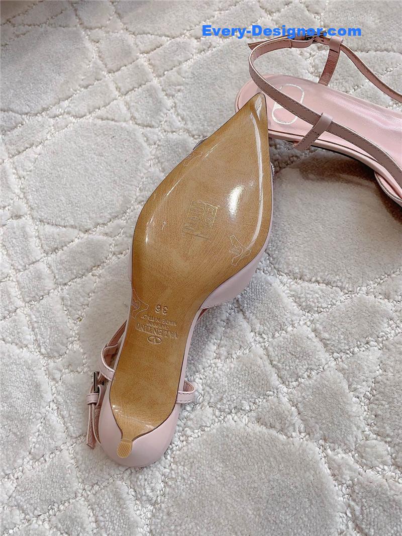 Va1e*ntin0 vlogo signature slingback in pink/crystal 40mm