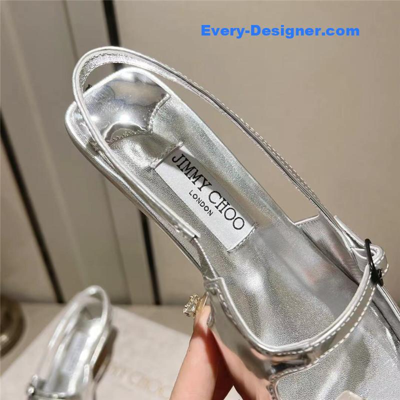J1m*y Ch00 didi 45 silver liquid metal pointed pumps