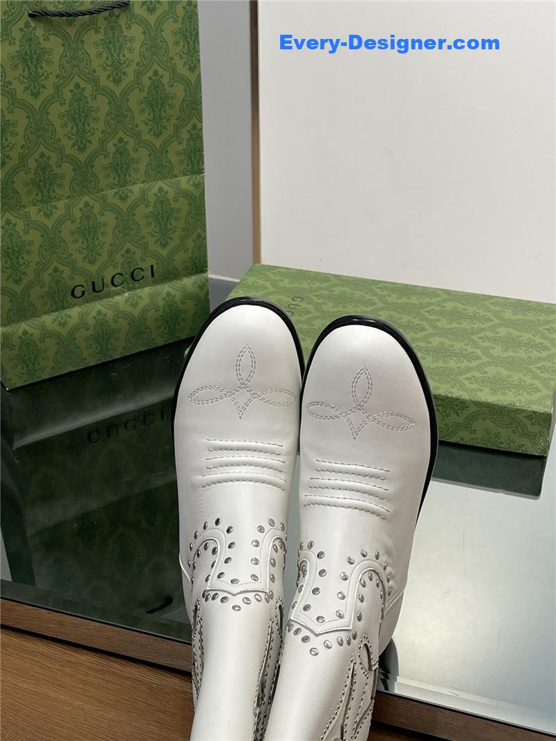 Gvc*1 gg embroidered studded keen high boots in white