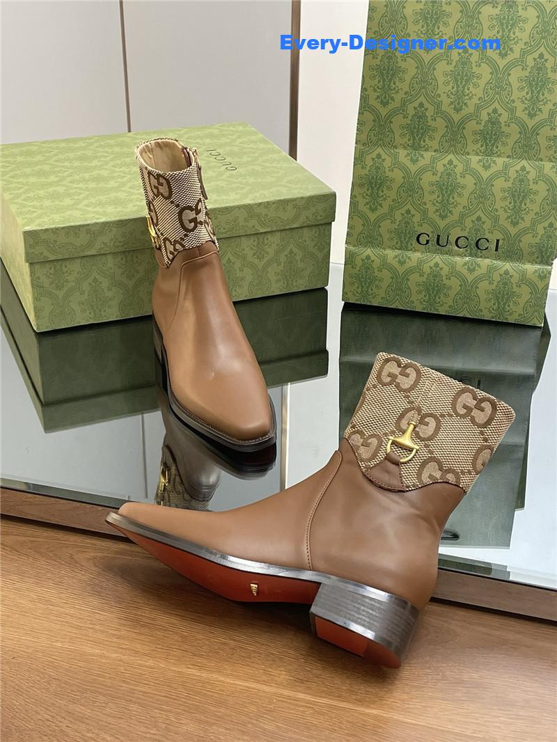 Gvc*1 horsebit-detail gg leather ankle boot