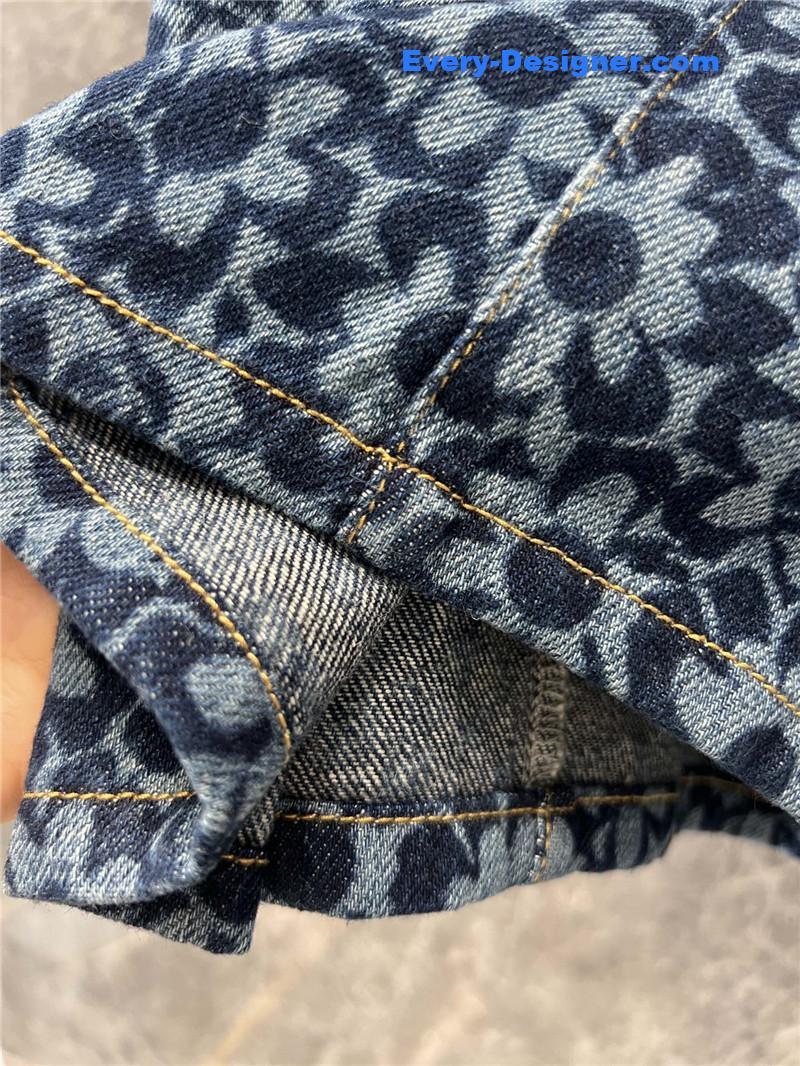 Ch**el floral logo print denim a-line shorts replicas clothes