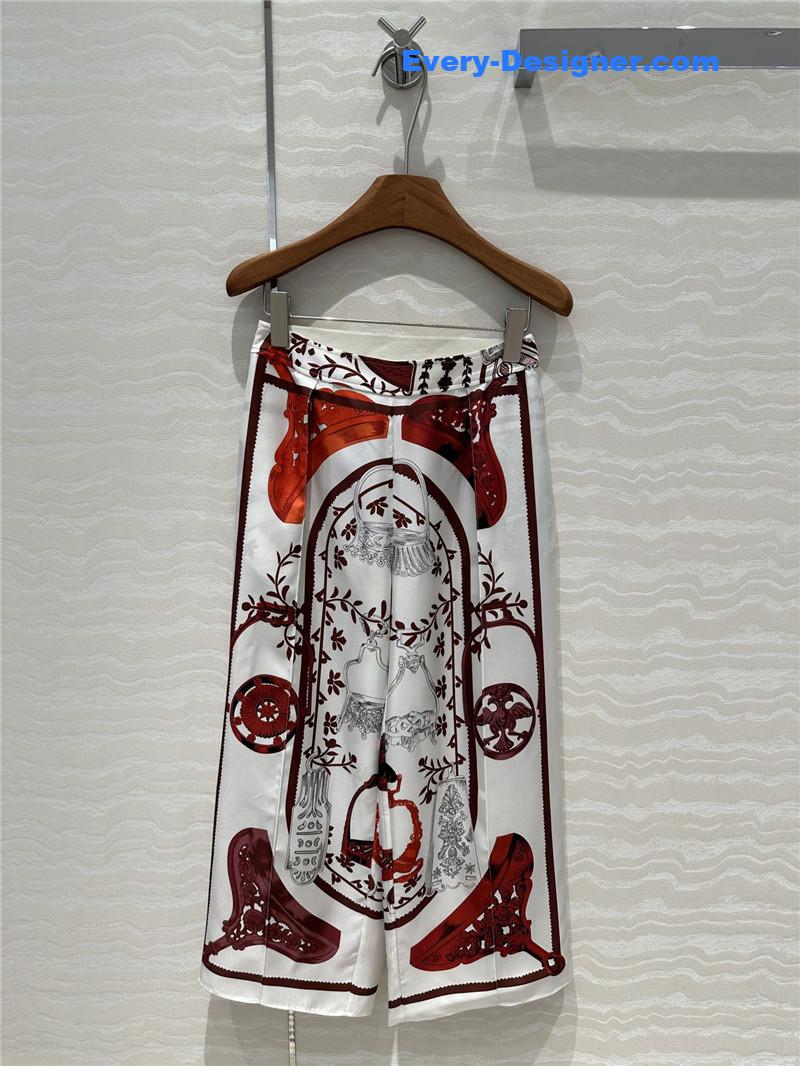 H**me5 printed silk straight wide-leg pants replicas clothes