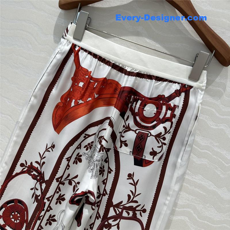 H**me5 printed silk straight wide-leg pants replicas clothes
