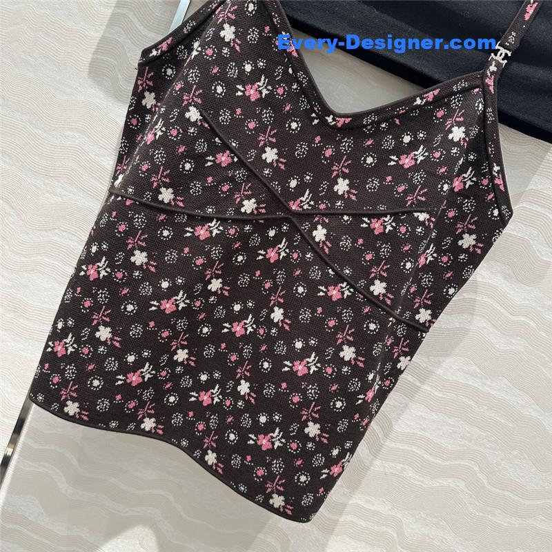Ch**el floral glitter knitted suspenders replica clothes