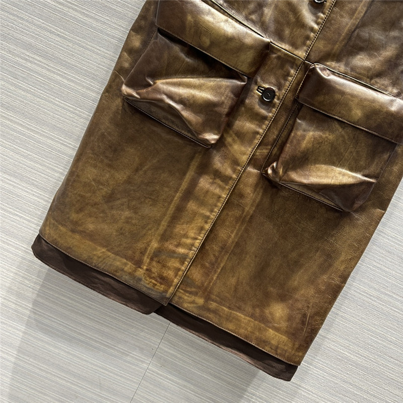 M1um1u long cowhide vest jacket replica d&g clothing