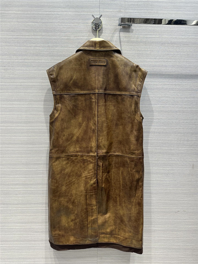 M1um1u long cowhide vest jacket replica d&g clothing
