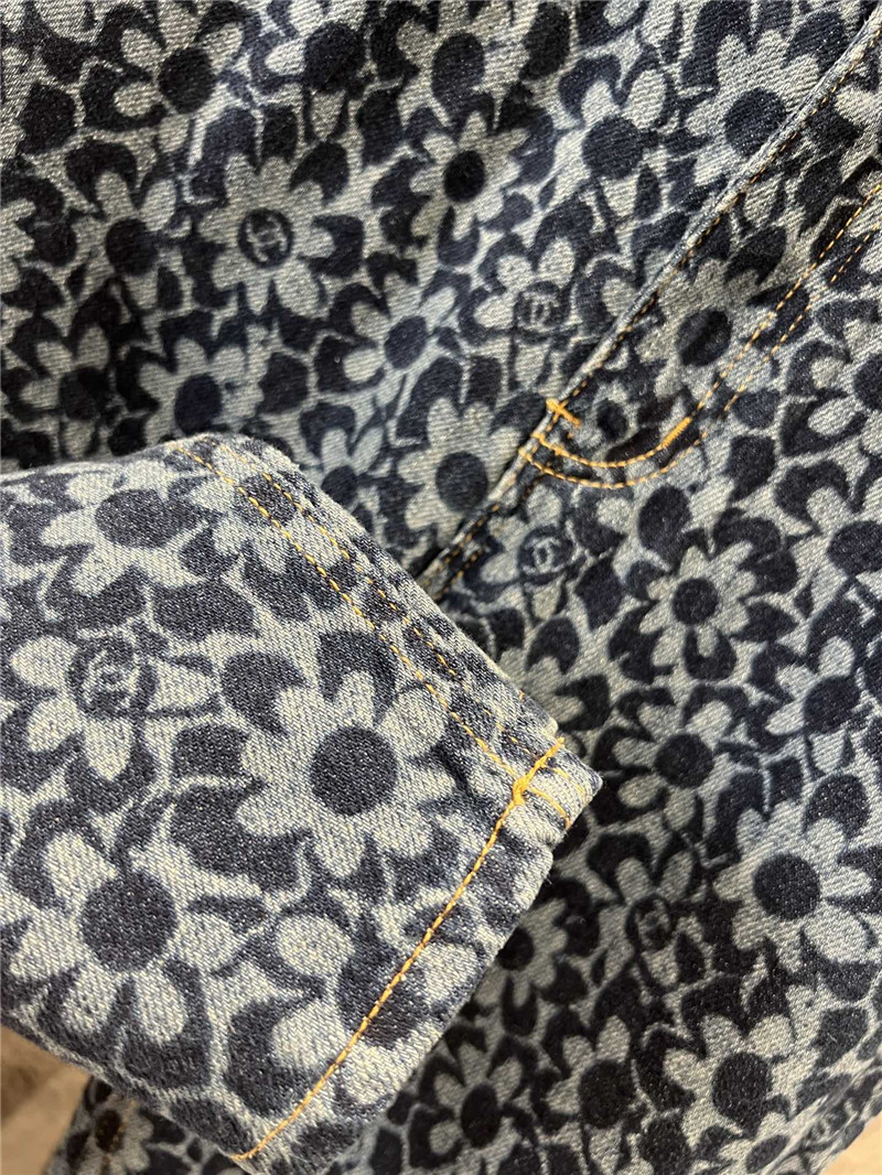 Ch**el floral jacquard denim trousers replicas clothes