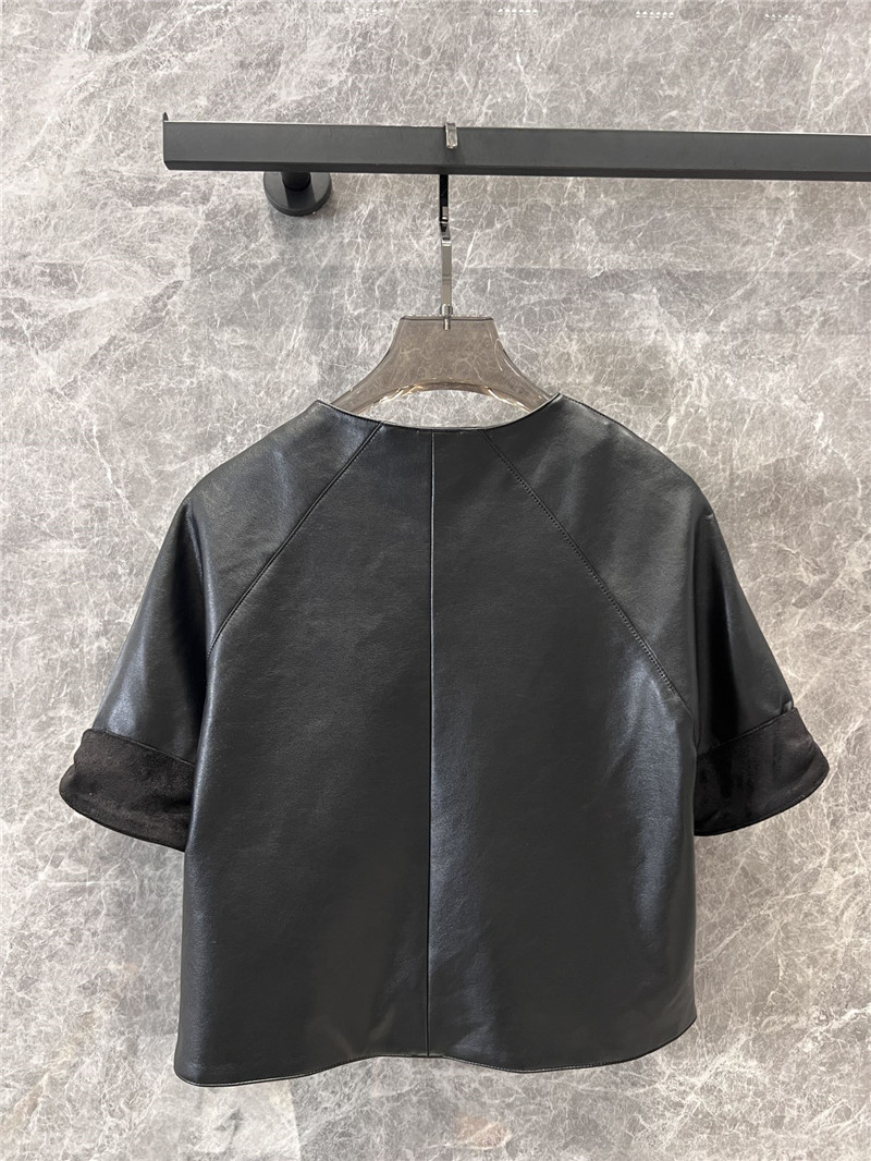 Ch**el short-sleeved leather jacket replica clothing sites