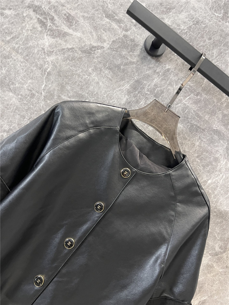 Ch**el short-sleeved leather jacket replica clothing sites