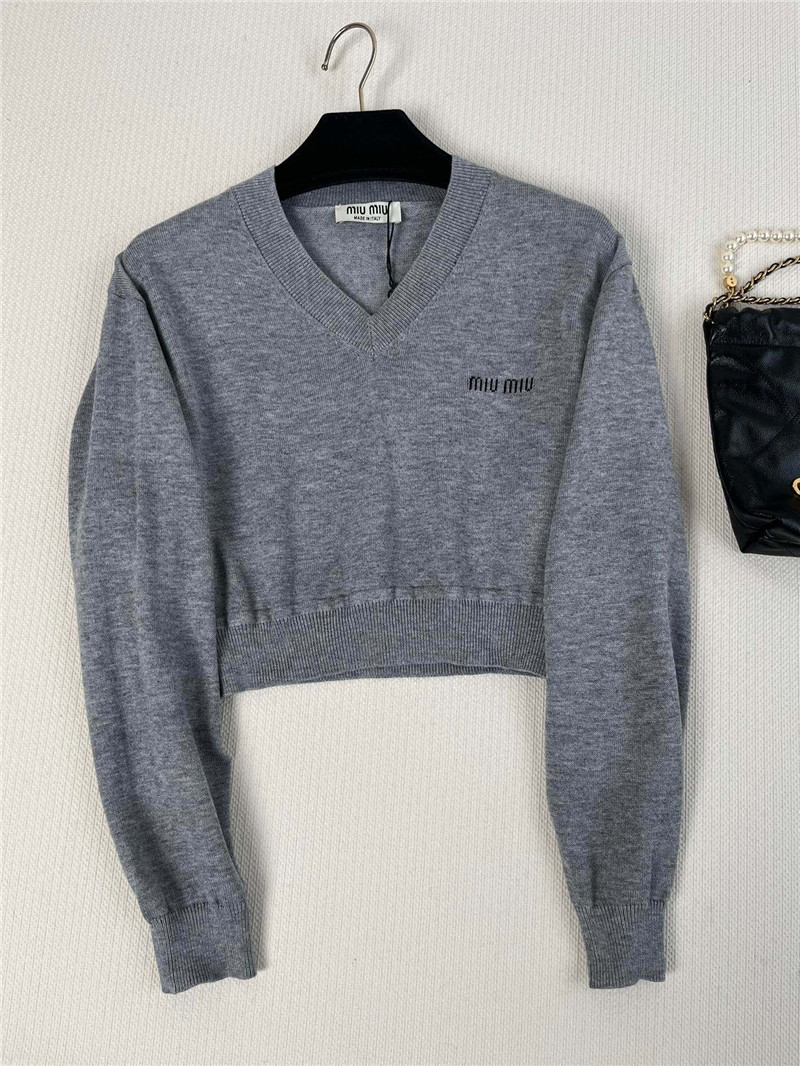 M1um1u long-sleeved knitted top replica clothing sites