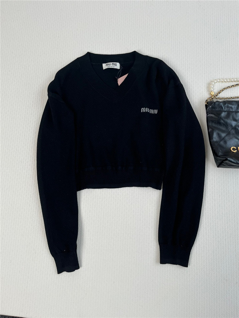M1um1u long-sleeved knitted top replica clothing sites