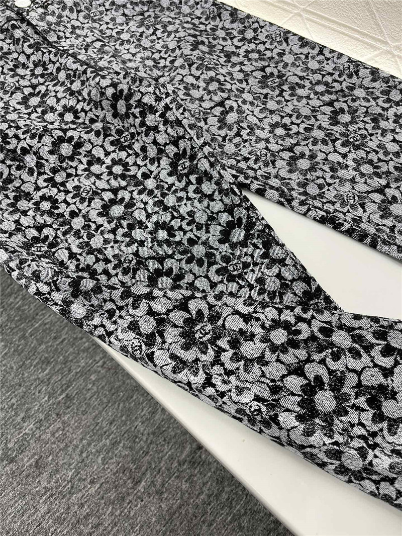 Ch**el laser floral denim trousers replica clothes