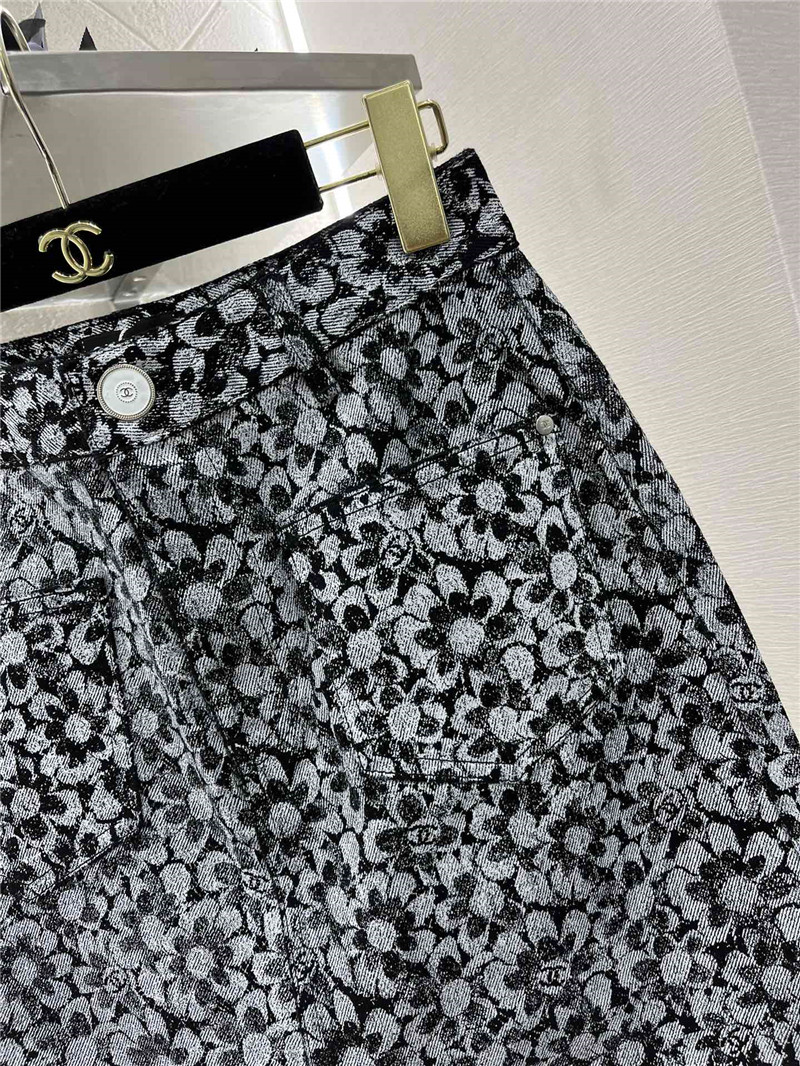 Ch**el laser floral denim skirt replica clothing