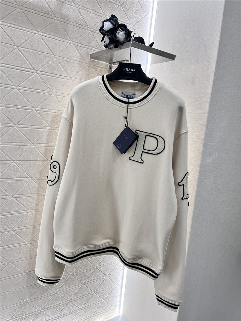 Pra*a round neck embroidered sweatshirt replica clothing sites