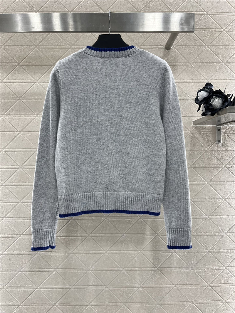 Pra*a logo-intarsia crop wool sweater grey