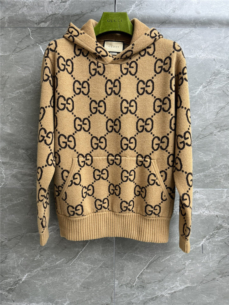 Gvc*1 gg wool hooded sweatshirt brown