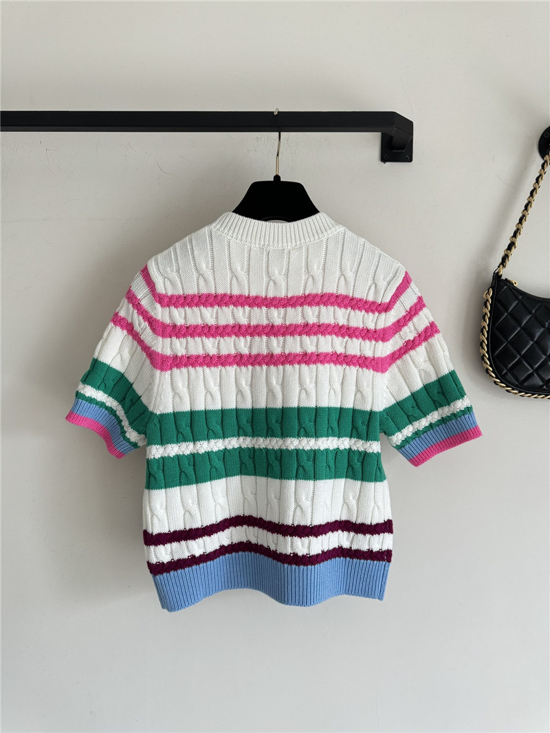 Ch**el multicolor striped cable-knit t-shirt white