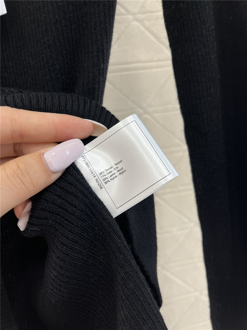 Ch**el contrast off-shoulder knit sweater navy