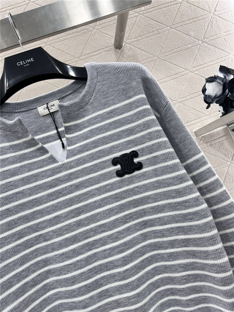 Ce1i*e triomphe striped ribbed sweater grey/white