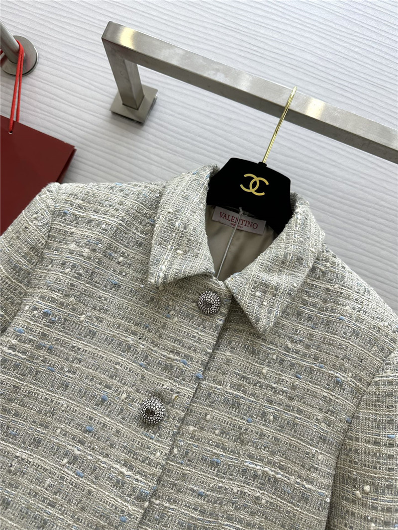Va1e*ntin0 tweed lapel jacket cheap replica designer clothes